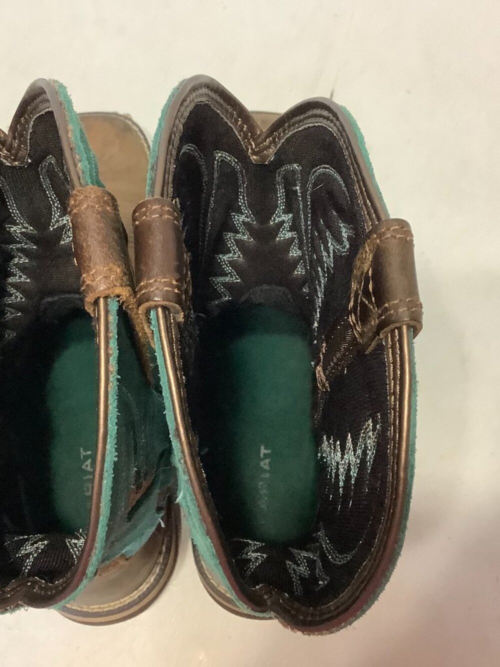 Women's Ariat Anthem VentTEK Boots Size 8 B Brown Turquoise Square Toe - Picture 11 of 12